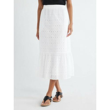 Time and Tru Womens Cotton Eyelet Midi Skirt