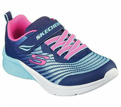 Skechers Girls Microspec-Rejoice Racer Sneaker Navy/Multi 1 Big Kid