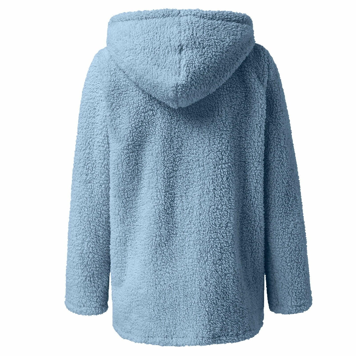 Women's Warm Fleece Lined Hooded Sweatshirt Jacket Coat Light Blue Size XXL