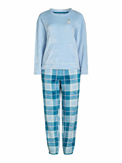 Joyspun Womens and Womens Plus Crew Neck Plush Pajama Set