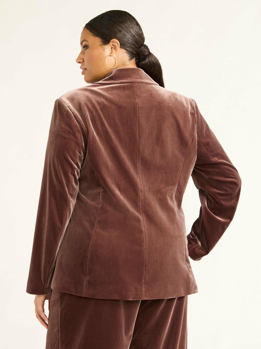 Sofia Jeans Womens Velvet Single Breasted Blazer French Roast Size 4X