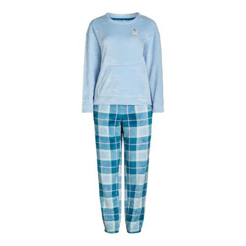 Joyspun Womens and Womens Plus Crew Neck Plush Pajama Set