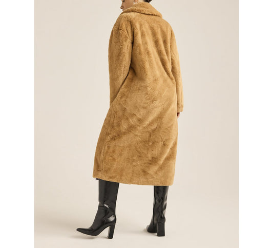 Scoop Womens & Womens Plus Faux Fur Oversized Maxi Coat Tan Size XL