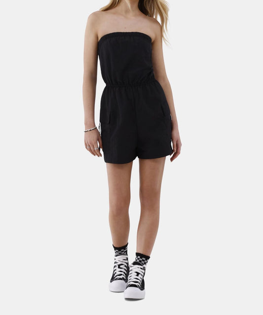 No Boundaries Utility Romper  Womens Black Soot Size S