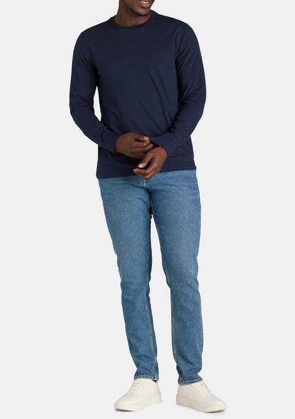 George Mens Crewneck Tee Long Sleeves Crewneck Pullover Dark Navy Size M