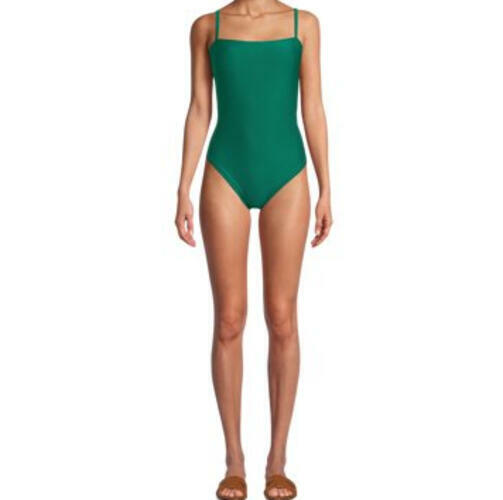 Time and Tru Womens Bandeau Lace Up One Piece Swimsuit Green Size S