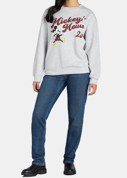 Mickey Mouse Womens Graphic Sweatshirt with Long Sleeves LtHeather Grey Size M