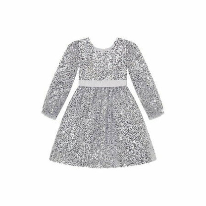 Kensie Girl Long Sleeve Holiday Dress Silver Size 14