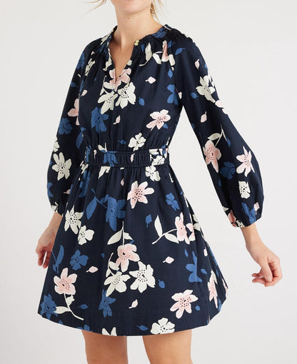 Free Assembly Womens Gathered Waist Mini Dress Navy Floral Size XXL