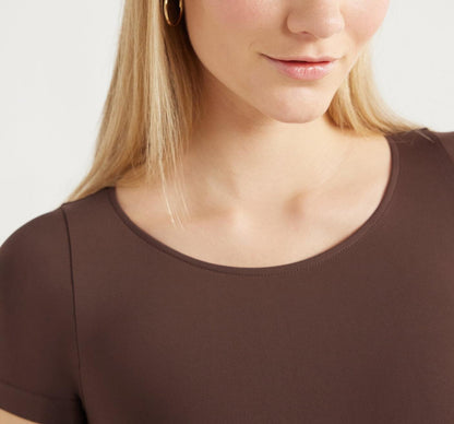 Scoop Womens Crew Neck Bodysuit with Short Sleeves