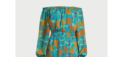 Sofia Jeans Womens Off the Shoulder Dress Blouson Sleeves Caneel Bay Size XS