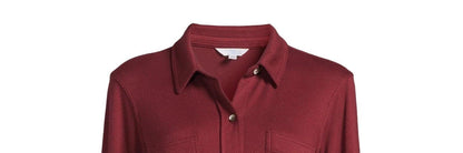 Time and Tru Women S Cozy Button Front Rich Red/Rustic plum  Size L (12-16)