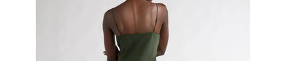 Scoop Womens Asymmetrical Bias Satin Slip Dress Kombu Green Size XL (16-18)