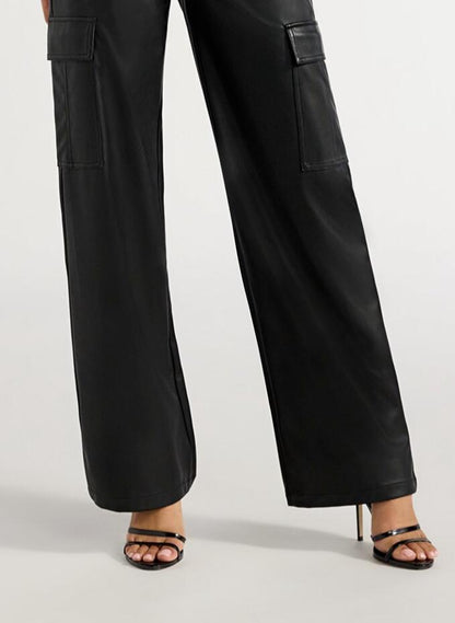 Sofia Jeans Womens Relaxed Straight High Rise Cargo Pant 32.5" Inseam Black Sz 4