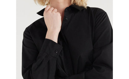 Scoop Womens Twist Front Poplin Mini Shirt Dress with Pockets Black Soot Size M