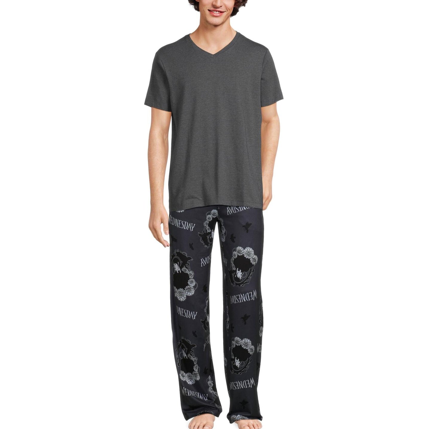 Wednesday Mens Ravenous Graphic Sleep Pants Light Gray Size S