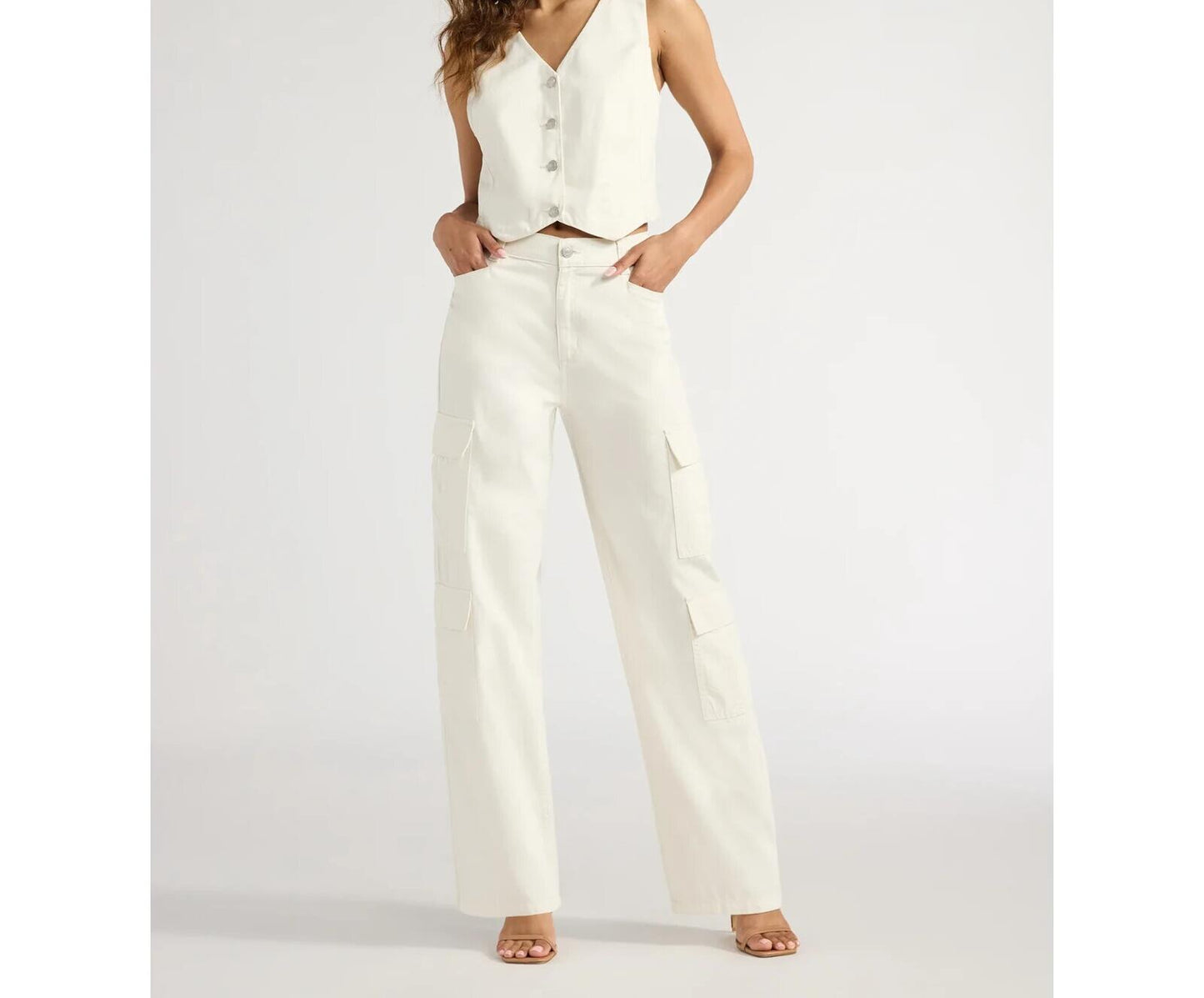 Sofia Jeans Womens Relaxed Straight Super High Rise Pants Whisper White Size 2