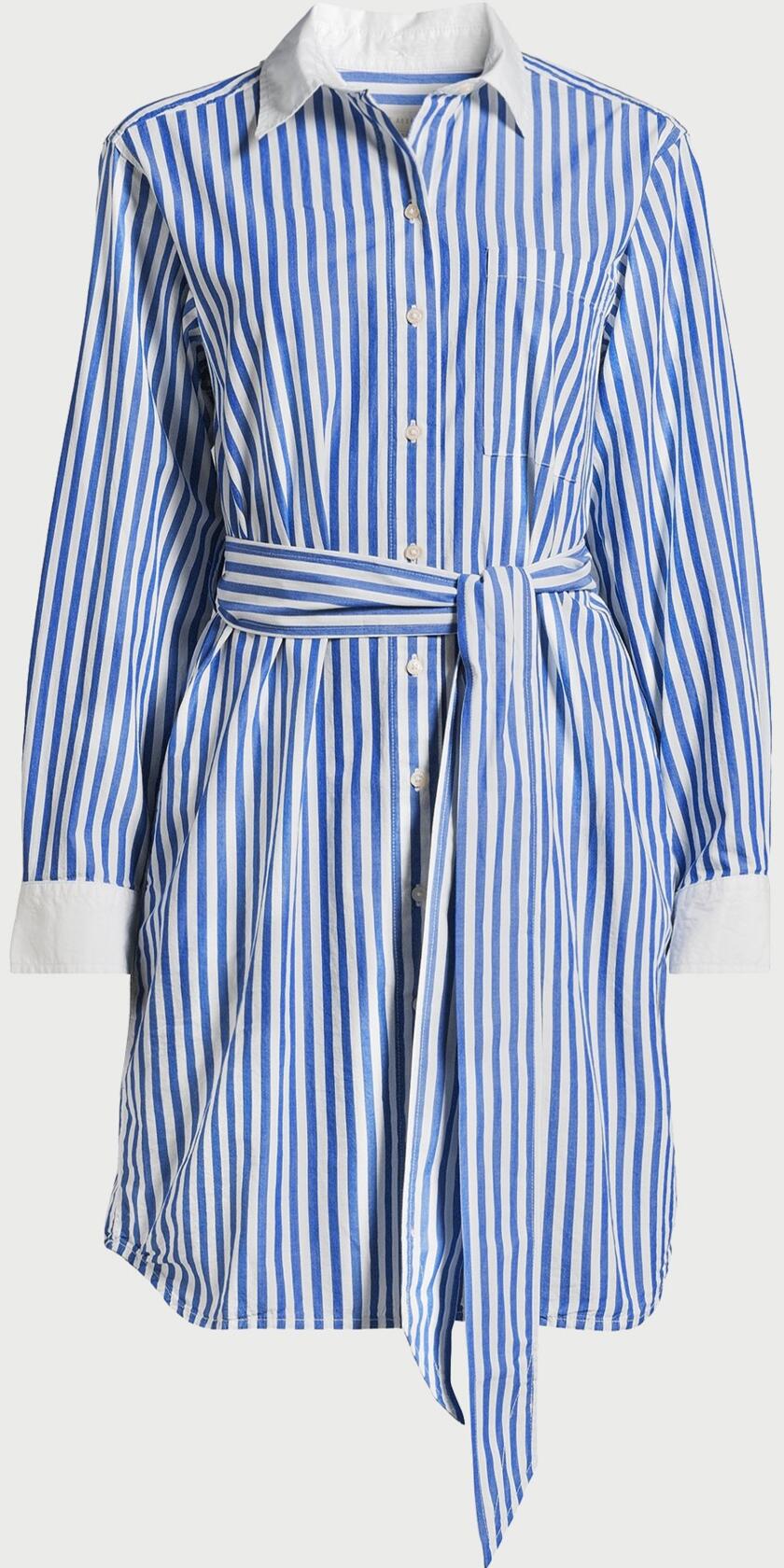 Free Assembly Mini Shirtdress with Long Sleeves Blue Stripe Size XXXL
