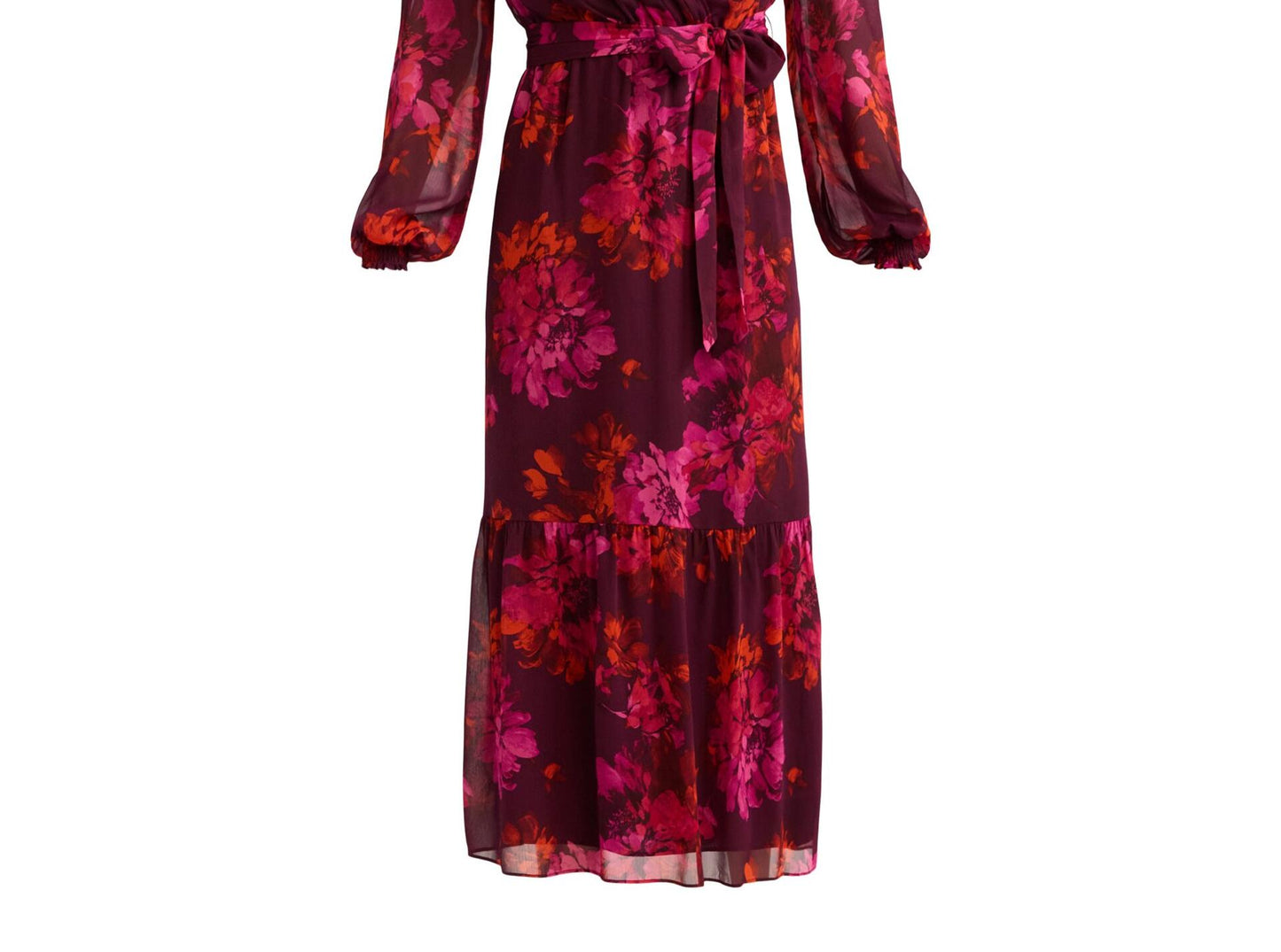 Sofia Jeans Womens Belted Cross Front Maxi Dress Grape Wine Floral Size XXL (20)
