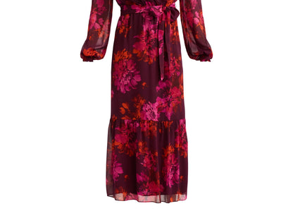Sofia Jeans Womens Belted Cross Front Maxi Dress Grape Wine Floral Size XXL (20)