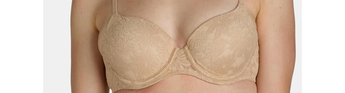 No Boundaries Womens All Over Lace Push Up Bra Toasted Almond/Buff Nude Size 34B