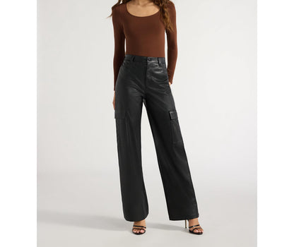 Sofia Jeans Womens Relaxed Straight High Rise Cargo Pant 32.5" Inseam Black Sz 4