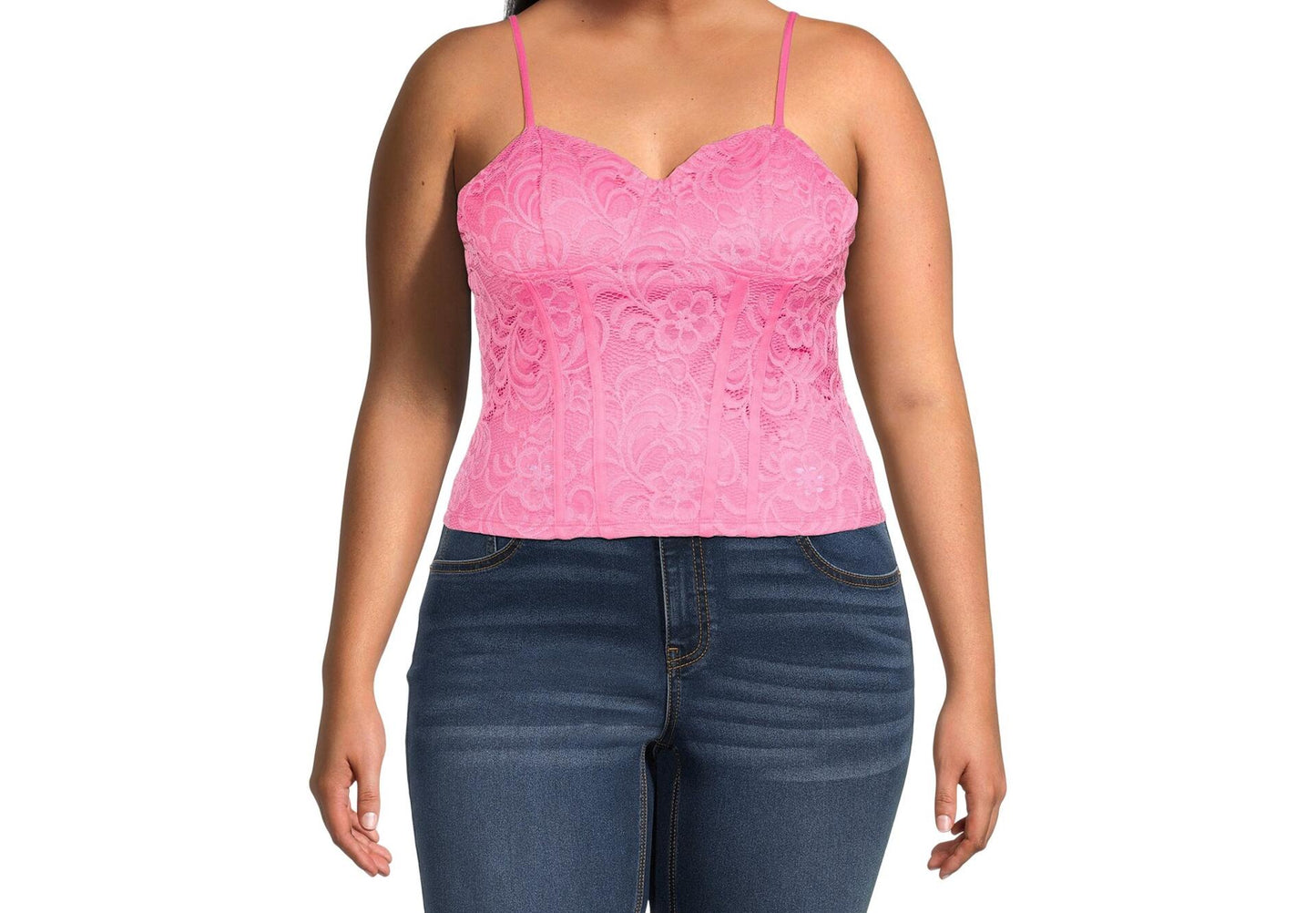 Boundaries Juniors Plus Corset Tank Bright Flamingo Size 1X (17)