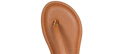 Fifth & Luxe Womens Rhinestone Braided T-Strap Flat Sandals Cognac Size 11