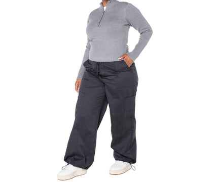 Celebrity Pink Womens Plus Wide Leg Parachute Pants Black Size 1X