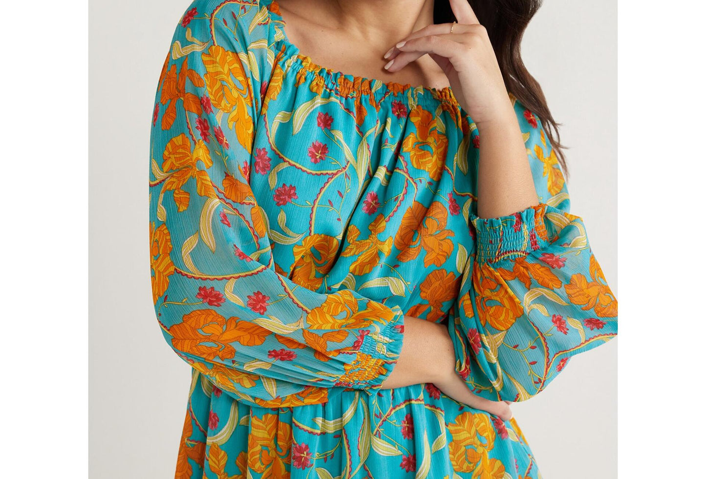 Sofia Jeans Womens Off the Shoulder Dress Blouson Sleeves Caneel Bay Size XS