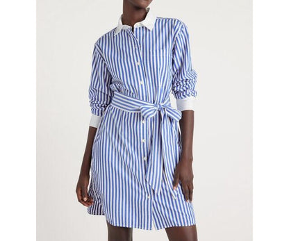 Free Assembly Mini Shirtdress with Long Sleeves Blue Stripe Size XXXL