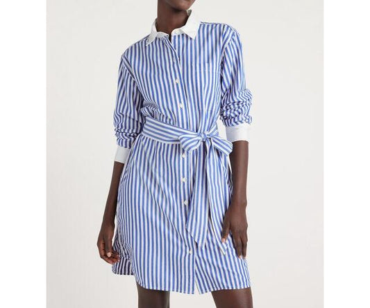 Free Assembly Mini Shirtdress with Long Sleeves Blue Stripe Size XXXL