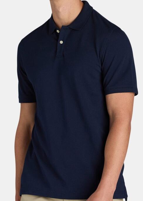 George Mens Pique Polo Shirt Short Pullover Spread Collar Dark Navy Size XL
