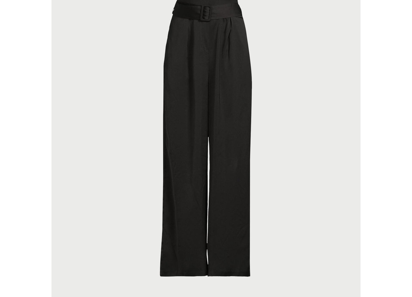 Scoop Womens Wrap Halter Satin Jumpsuit with Wide Leg 32” Inseam Black Size XS