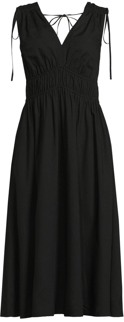 Time and Tru Womens V Neck Smocked Midi Dress Black Soot Size XL (16-18)