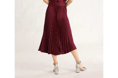 Free Assembly Womens Pleated Midi Dress Flutter Sleeves Maroon Crush Size XS