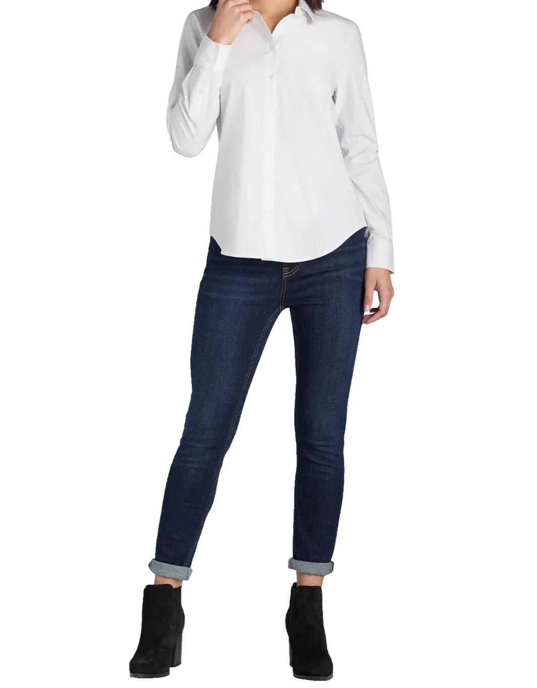 Time and Tru Womens Button Down Shirt with Long Sleeves White Size XL