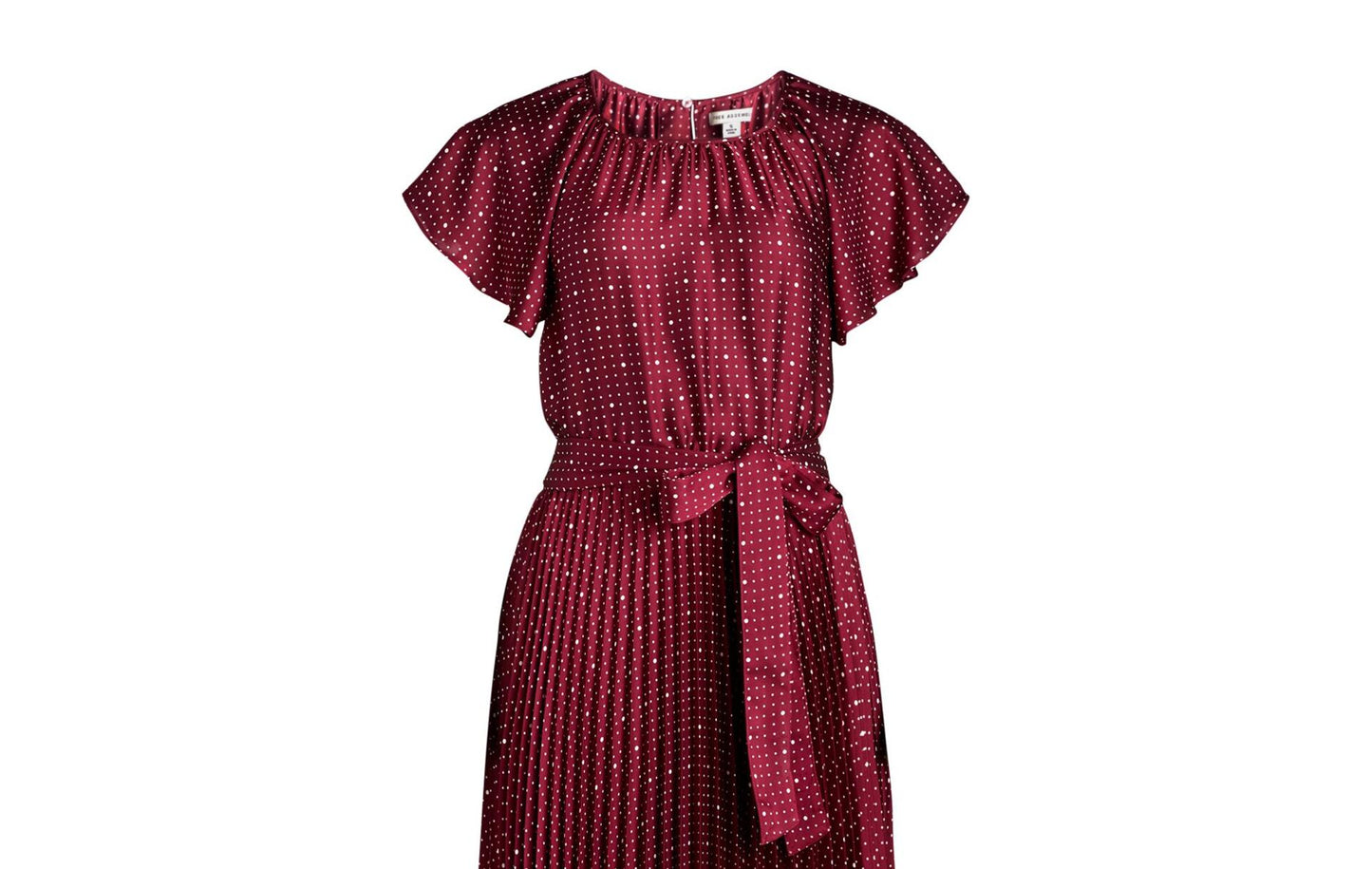 Free Assembly Womens Pleated Midi Dress Flutter Sleeves Maroon Crush Size XS