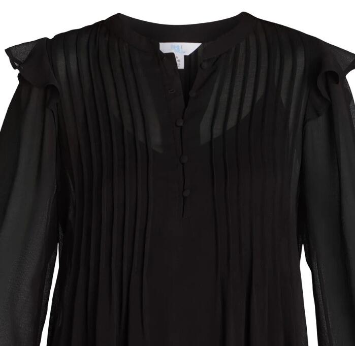 Time and Tru Womens Pintuck Mini Dress with Long Sleeves Black Soot Size XS