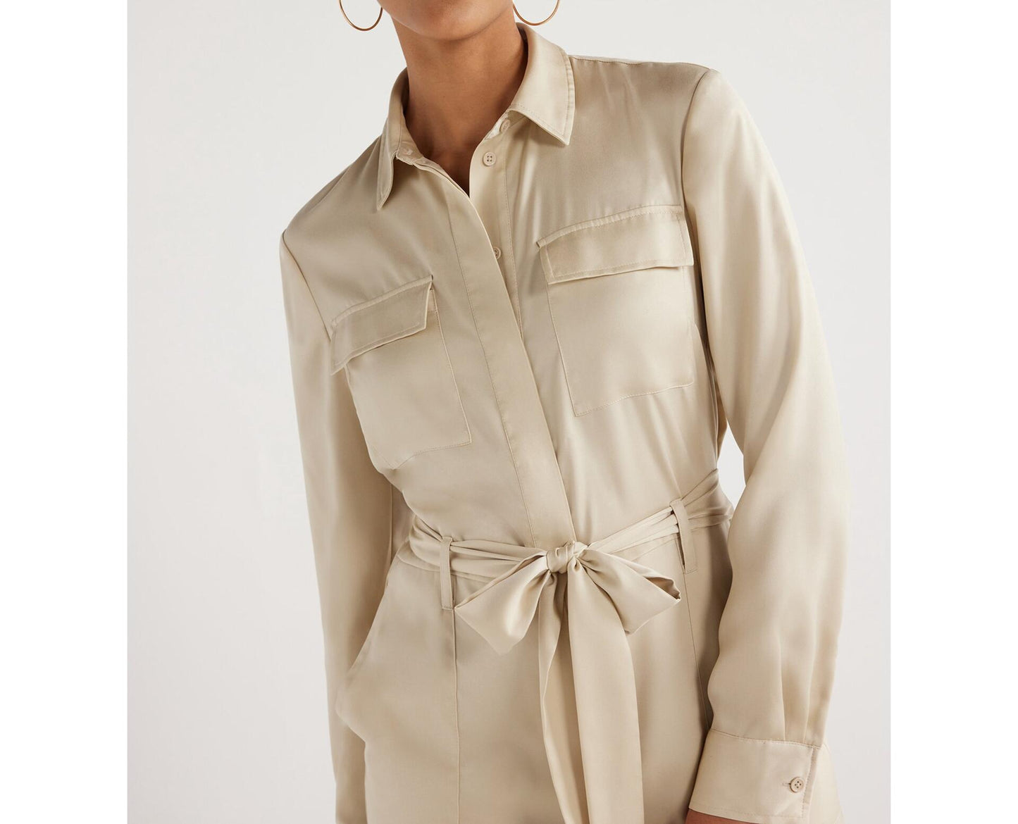 Scoop Womens Satin Wide Leg Jumpsuit Oyster Grey Size XL