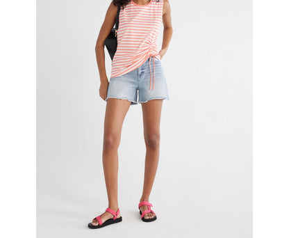 Time and Tru Womens Denim Shorts with Destructed Hem 4" Inseam Light Wash Sz 14