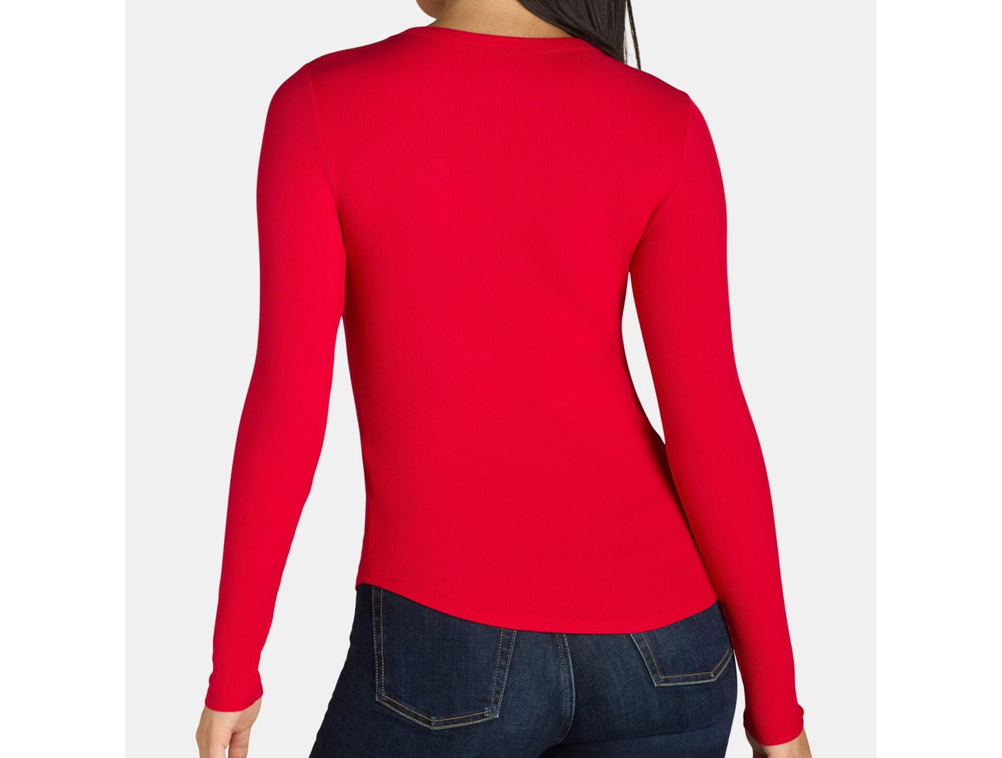 No Boundaries Ribbed Crewneck Tee 2-Pack Womens Brilliant Red/Black Soot Size S