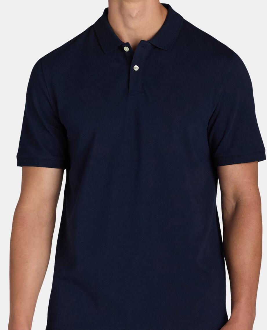 George Mens Pique Polo Shirt Short Pullover Spread Collar Dark Navy Size XL