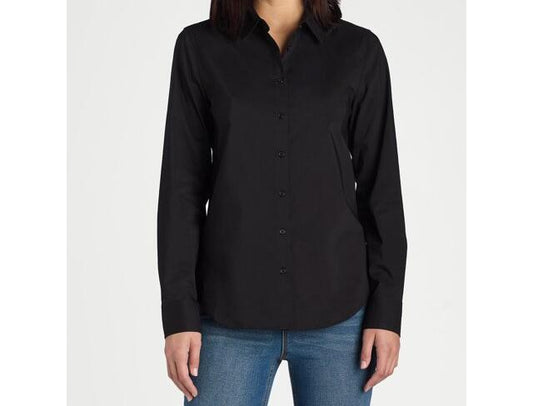 Time and Tru Womens Button Down Shirt with Long Sleeves Black Size S (4-6)