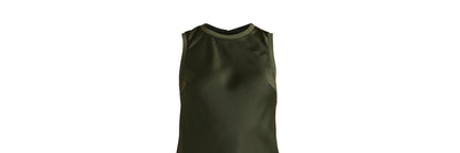 Scoop Womens Sleeveless Crew Neck Satin Midi Tank Dress Kombu Green Size L