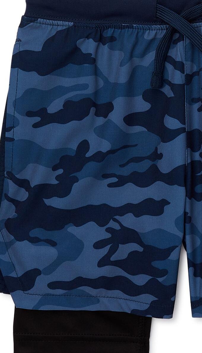 Athletic Works Boys Active Mixed Media Shorts Blue Camo Size L (10-12)
