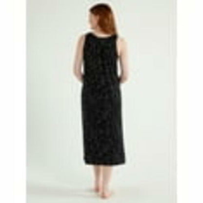Joyspun Womens Sleeveless Knit Midi Chemise Stars Black Print Size XL
