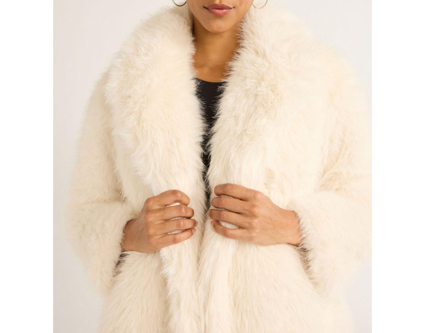 Scoop Womens Oversized Faux Fur Jacket Whisper White Size L