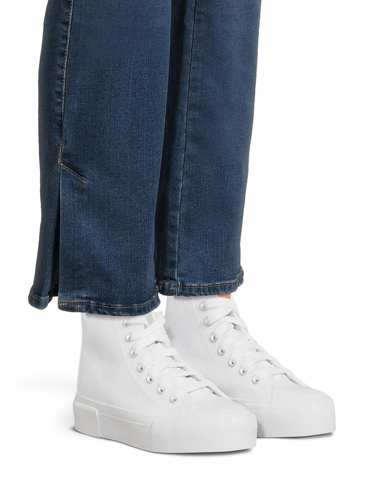 No Boundaries Womens Platform Lace Up Hi Top Sneakers Cotton Canvas White Sz 8.5