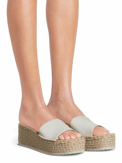 No Boundaries Womens Platform Mid-Heel Slip-on Comfy Sandals White Size 7